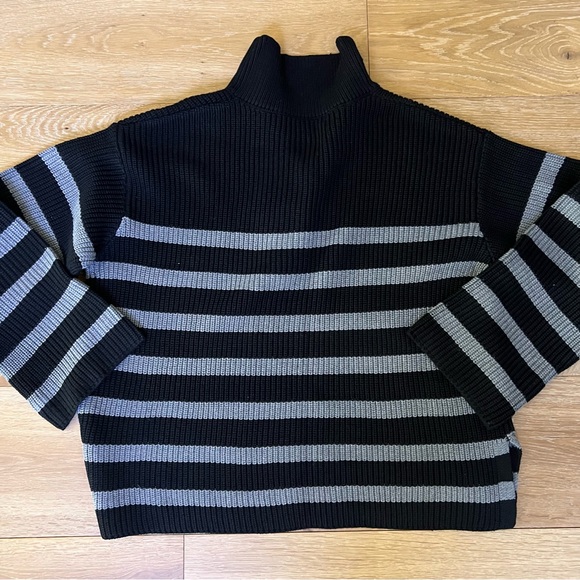 Nyla Black and Gray Pullover Half Zip Sweater - Picture 3 of 6